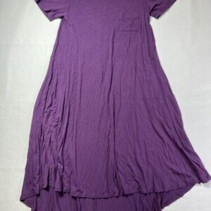 LuLaRoe Carly Womens High Low Swing Dress Purple  Size XXS